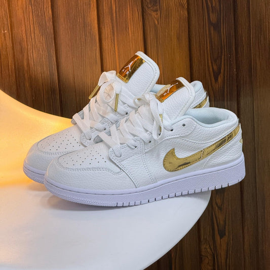 Air Jordan 1 Retro Low White and Gold